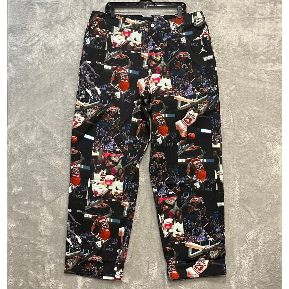 Air Jordan Flight Pants Mens *38 Black Michael Jordan All Over Print Oversized